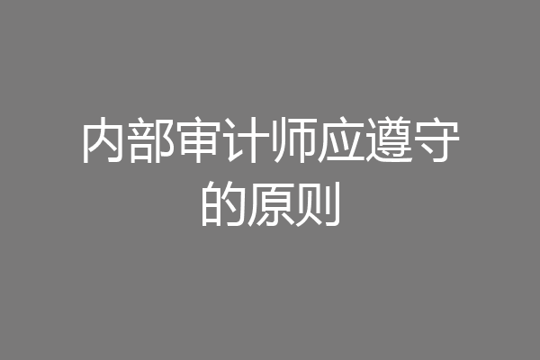 内部审计师应遵守的原则