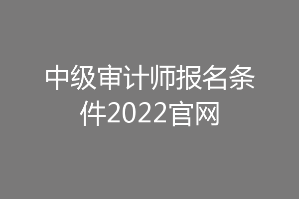 中级审计师报名条件2022官网