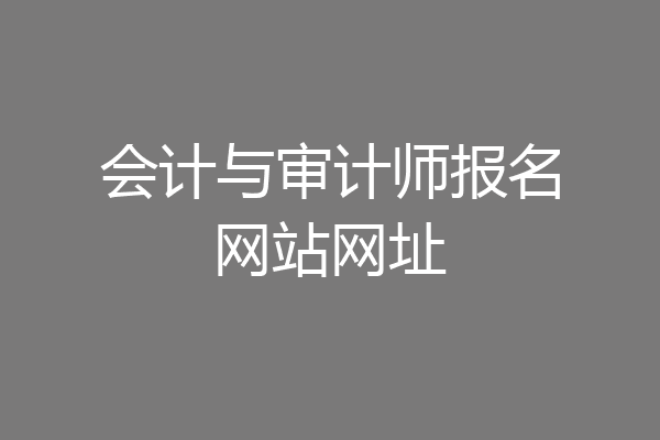 会计与审计师报名网站网址