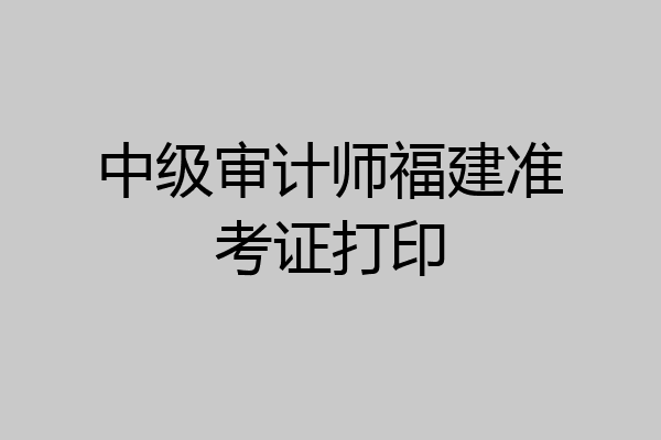 中级审计师福建准考证打印