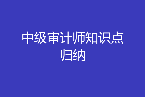 中级审计师知识点归纳