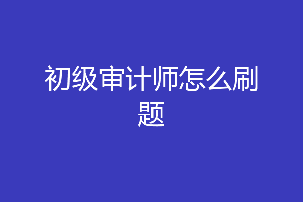 初级审计师怎么刷题