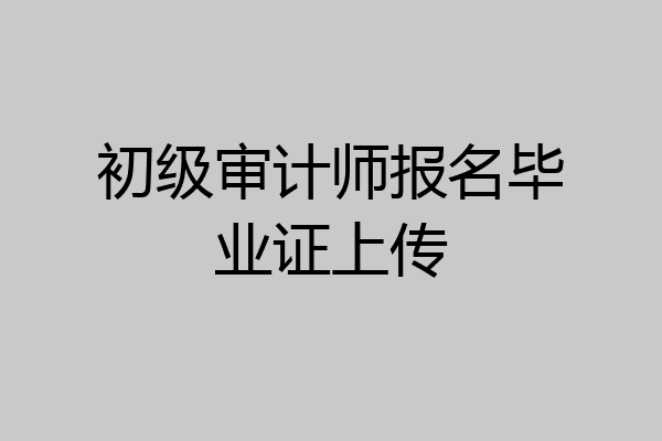 初级审计师报名毕业证上传