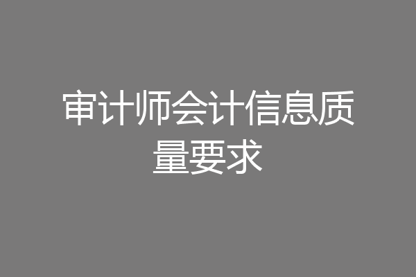 审计师会计信息质量要求