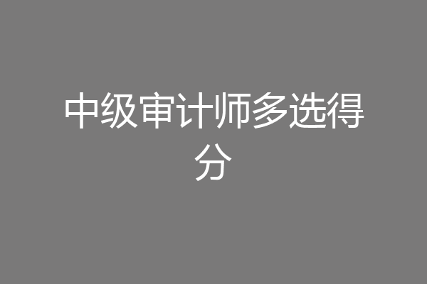 中级审计师多选得分