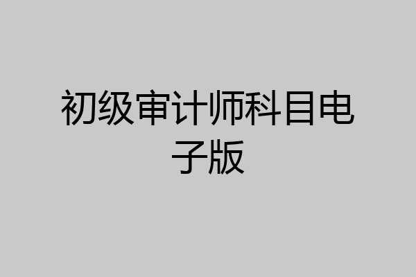 初级审计师科目电子版