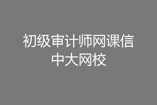 初级审计师网课信中大网校