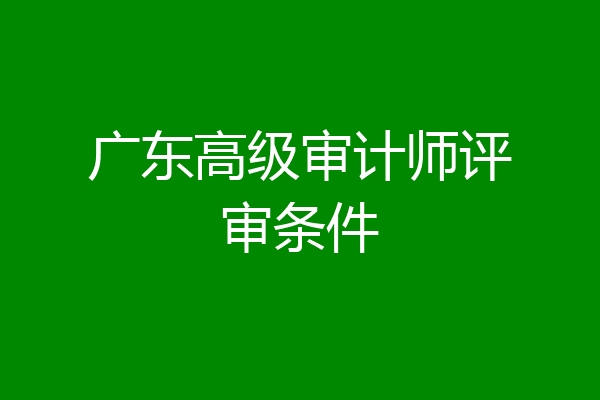 广东高级审计师评审条件