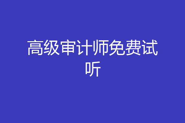 高级审计师免费试听