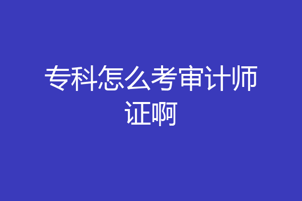 专科怎么考审计师证啊