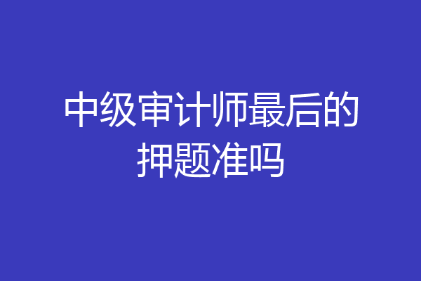 中级审计师最后的押题准吗