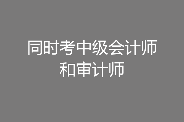 同时考中级会计师和审计师
