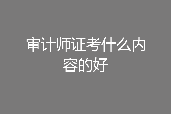 审计师证考什么内容的好