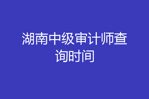 湖南中级审计师查询时间