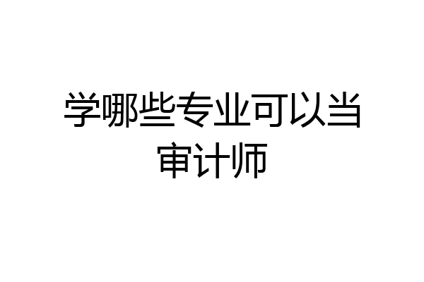 学哪些专业可以当审计师