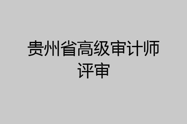 贵州省高级审计师评审