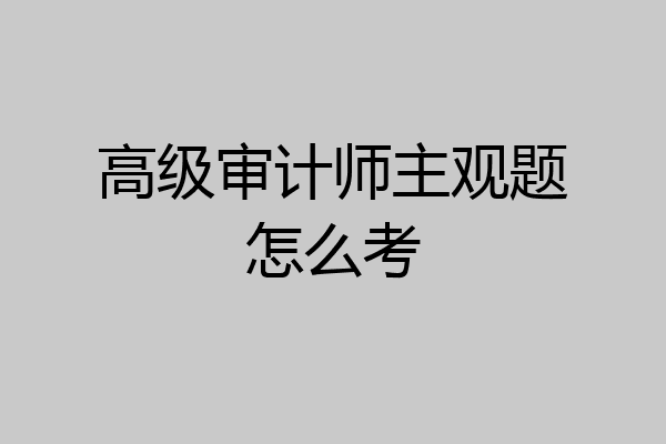 高级审计师主观题怎么考