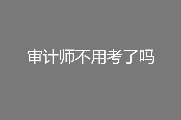审计师不用考了吗