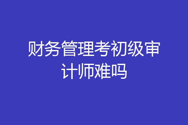 财务管理考初级审计师难吗