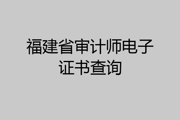 福建省审计师电子证书查询