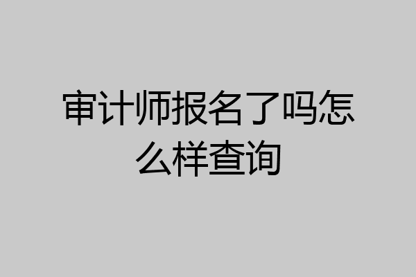 审计师报名了吗怎么样查询