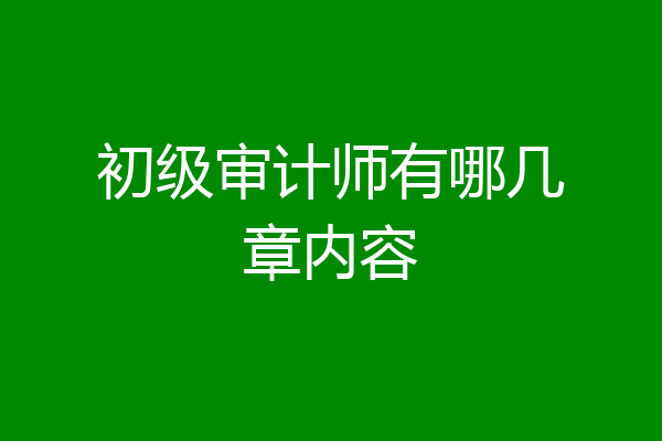 初级审计师有哪几章内容