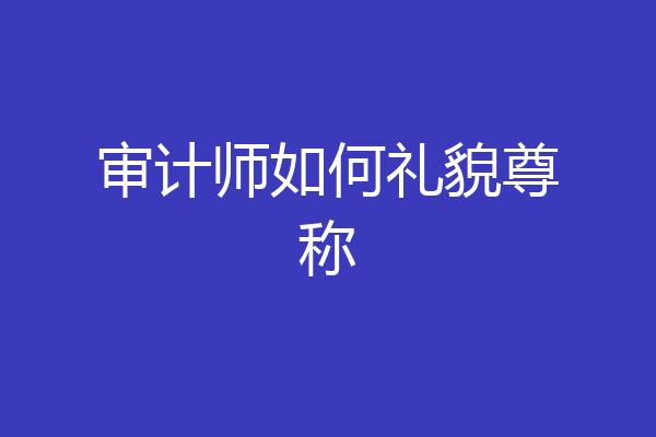 审计师如何礼貌尊称