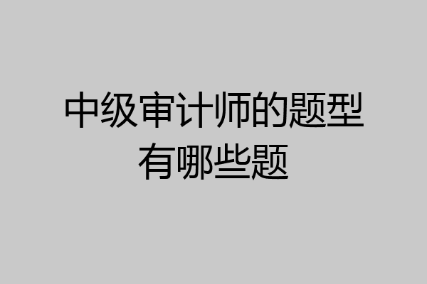 中级审计师的题型有哪些题