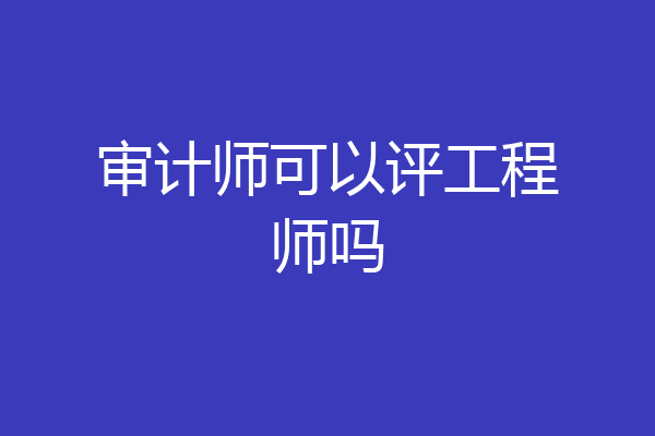 审计师可以评工程师吗