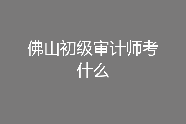 佛山初级审计师考什么