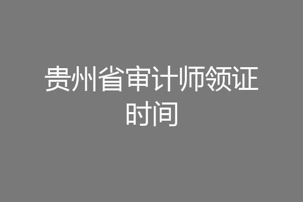 贵州省审计师领证时间