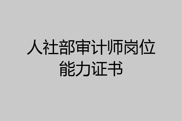 人社部审计师岗位能力证书