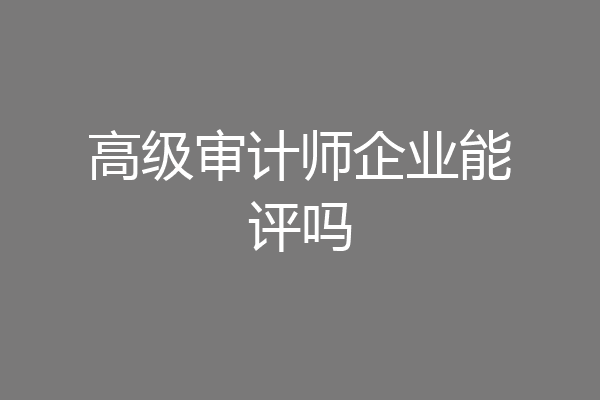 高级审计师企业能评吗