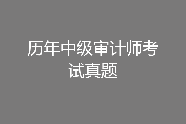 历年中级审计师考试真题