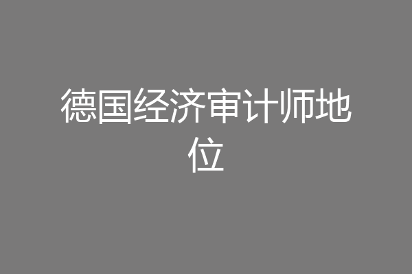 德国经济审计师地位