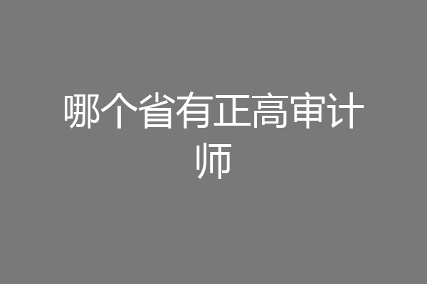 哪个省有正高审计师