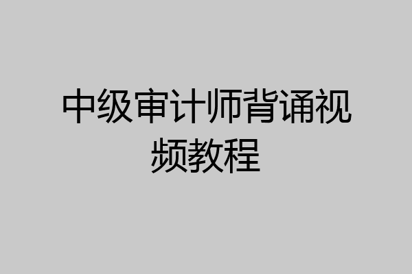 中级审计师背诵视频教程