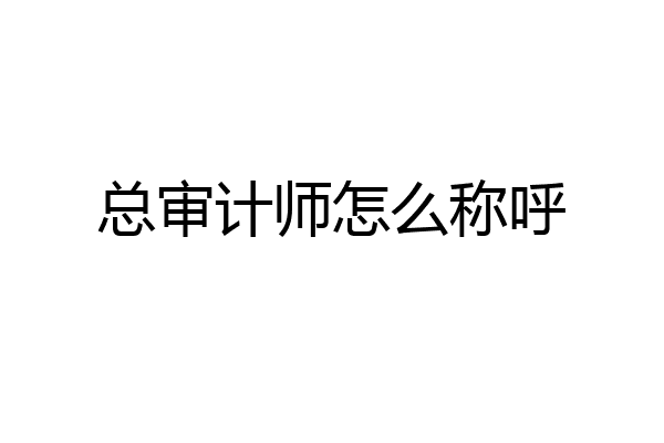 总审计师怎么称呼