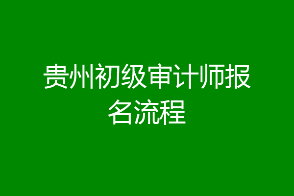 贵州初级审计师报名流程