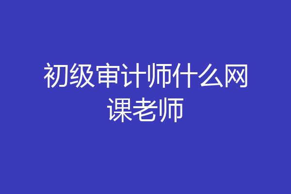 初级审计师什么网课老师