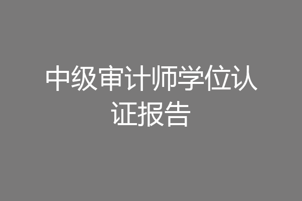 中级审计师学位认证报告