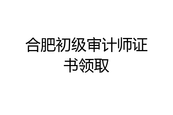 合肥初级审计师证书领取