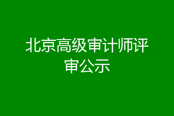 北京高级审计师评审公示