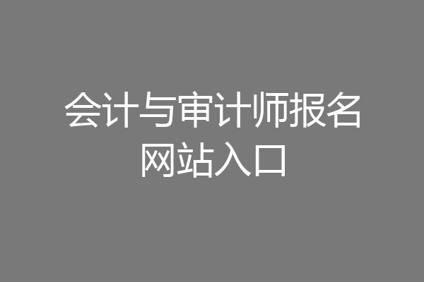 会计与审计师报名网站入口