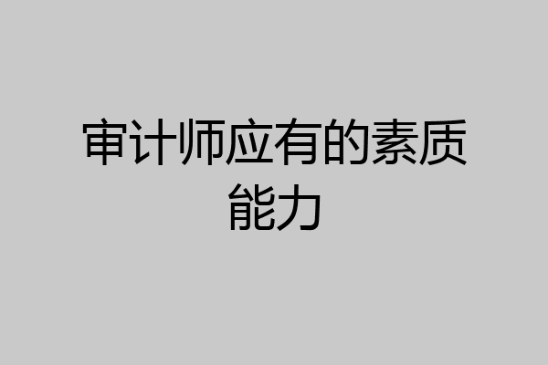 审计师应有的素质能力