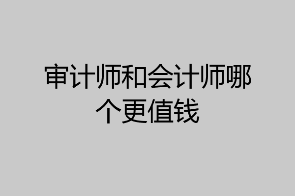 审计师和会计师哪个更值钱