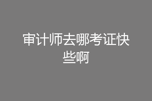 审计师去哪考证快些啊