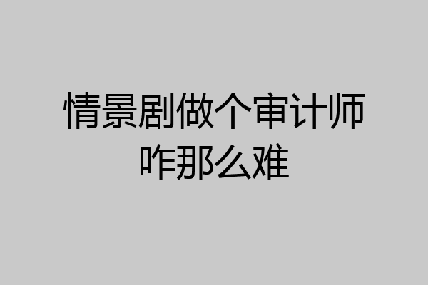 情景剧做个审计师咋那么难