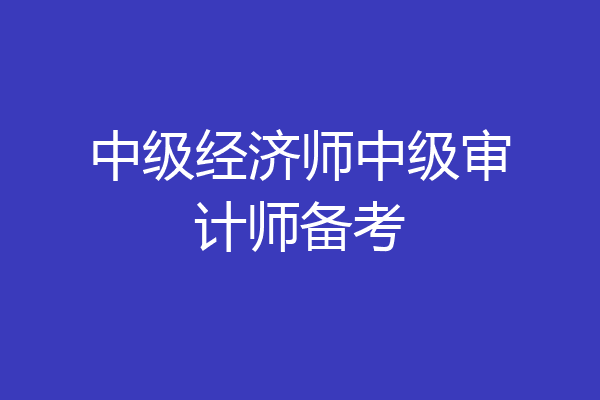中级经济师中级审计师备考