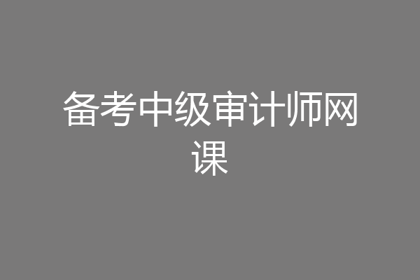 备考中级审计师网课
